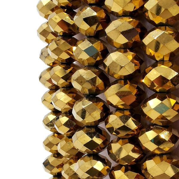 72 pcs x 12mm Glass Faceted Rondelle Gold 065