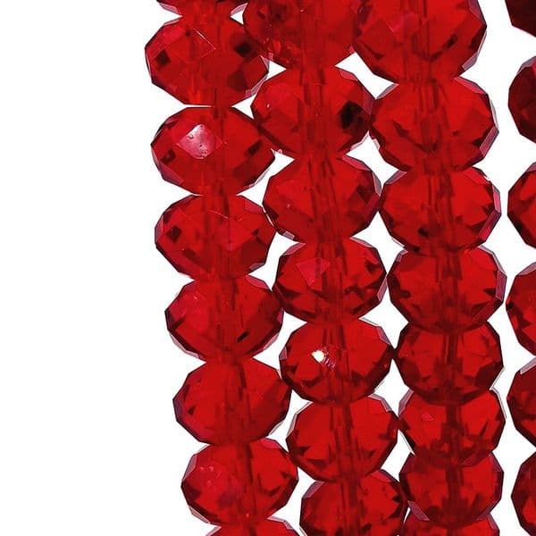 72 pcs x 12mm Glass Faceted Rondelle Ruby Red 033