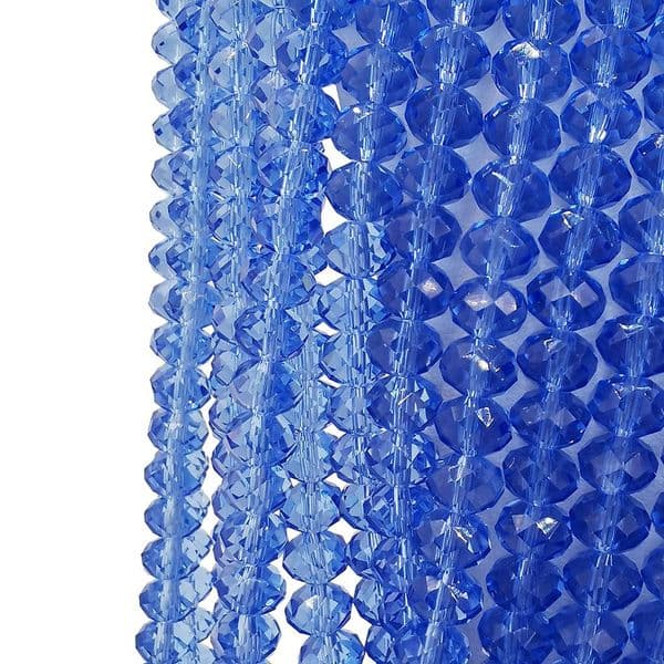 72 pcs x 8mm  Glass Faceted Rondelle Blue 007