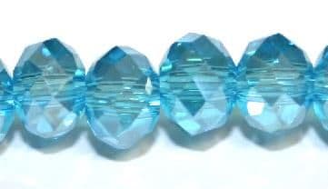 72pcs x 10mm Aqua blue with AB coating rondelle faceted glass beads -- S.J -- 3005722