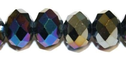 72pcs x 10mm Gun metal with petrol blue AB coating rondelle faceted glass beads -- S.J -- 3005726