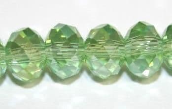 72pcs x 10mm Light green with AB coating rondelle faceted glass beads -- S.J -- 3005717