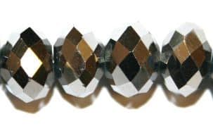 72pcs x 10mm Silver Faceted Glass Rondelle Beads -- S.J -- 3005706