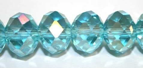 72pcs x 10mm Turquoise blue with AB coating rondelle faceted glass beads -- S.J -- 3005724
