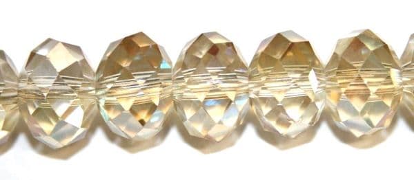 72pcs x 12mm Champange with AB coating metal rondelle glass beads -- S.T05 -- 300554