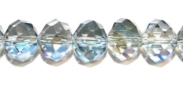 72pcs x 12mm Clear with AB blue coating rondelle glass beads -- S.T05 -- 3005546