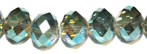 72pcs x 12mm green with AB coating rondelle glass beads -- S.T05 -- 3005543