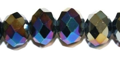 72pcs x 12mm Gun metal with metal blue coating faceted rondelle glass beads -- S.J01 -- 3005687