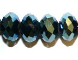 72pcs x 12mm Metal green faceted rondelle glass beads -- S.J01 -- 3005660