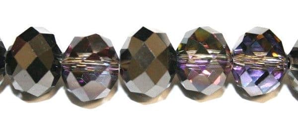 72pcs x 12mm Purple / gun metal rondelle glass beads -- S.T05 -- 3005545