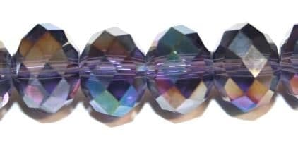 72pcs x 12mm Purple with gun metal AB coating faceted rondelle glass beads -- S.J01 -- 3005686