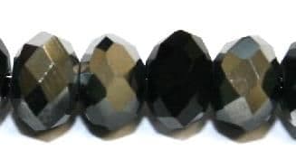 72pcs x 12mm Silver / black faceted rondelle glass beads -- S.J01 -- 3005662