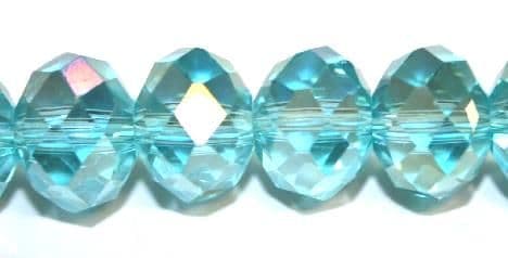 72pcs x 12mm Turquoise with AB coating faceted rondelle glass beads -- S.J -- 3005680
