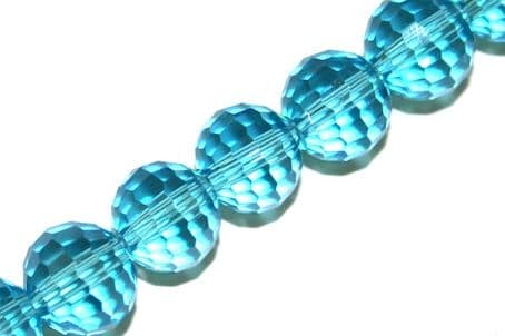 72pcs x 8mm Aqua blue faceted round glass beads -- S.J -- 3005802