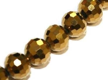 72pcs x 8mm Gold faceted round glass beads -- S.J. -- 3005809