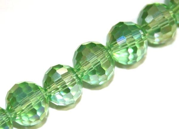 72pcs x 8mm Light green with AB coating faceted round glass beads -- S.J -- 3005793