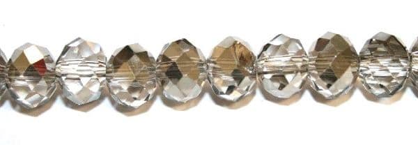 72pcs x 8mm Silver / clear glass rondelle beads -- S.G06 -- 3005622