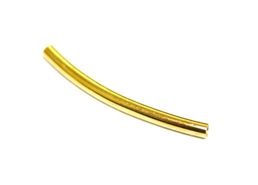 75pcs X 25mm*2mm curved spacer tube 1 - gold colour nickel free - S.F - WA202 - 5000053