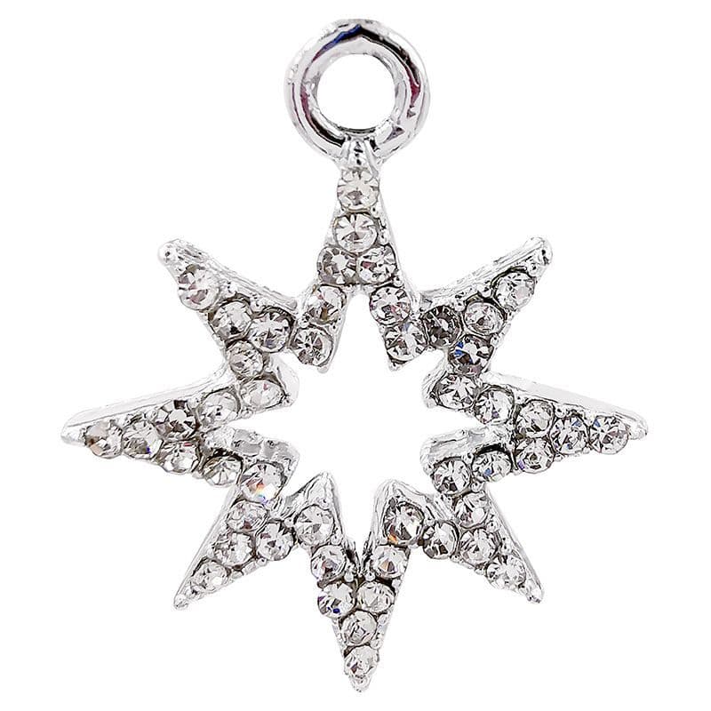 8 Pointed Clear Pave Crystal Star 19x23mm
