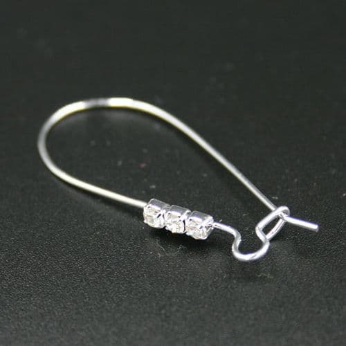 8pcs x Silver plated earring attachment with rhinestone - 8010016 / 2007001