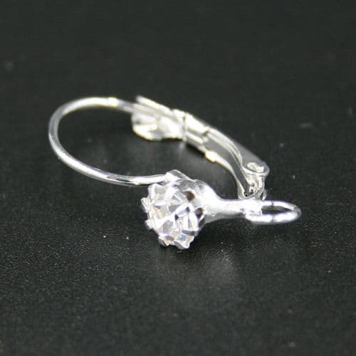 8pcs x Silver plated earring attachment with rhinestone - 8010017