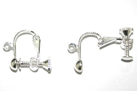 8pcs x Silver Plated Earrings - Clip Earring With Screw Tighter 14mm - S.F09 - WA212 -1058244