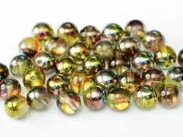 95400 ROUND CZECH BEADS MAGIC 6 MM CRYSTAL MAGIC GREEN (50 pieces)