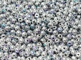 98553 ROUNDS CZECH BEADS 4 MM CRYSTAL GLITTERY SILVER (100 pieces)