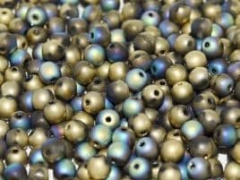 98557 ROUNDS CZECH BEADS 4 MM CRYSTAL GLITTERY AMBER MATTED (100 pieces)