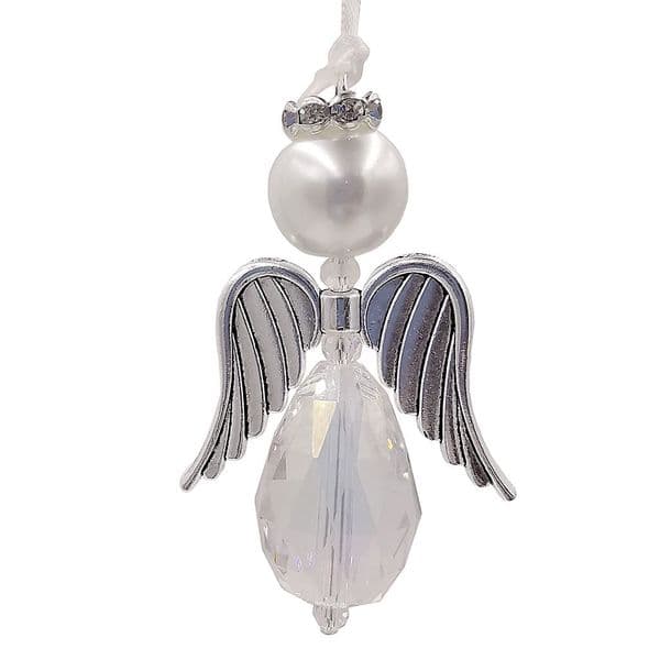 Angel Kit 5.7cm Height White Bead  & Crystal AB Tear Drop x 10pcs
