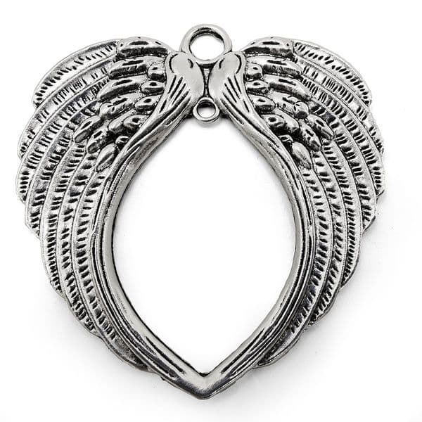 Antique Silver Extra Large Angel Wings 65mm x 68mm 