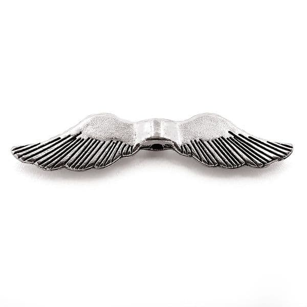 Antique Silver Flowing Feather Wings 30mm x  8mm 20pcs