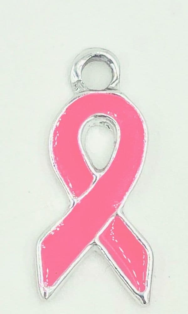 Breast cancer awareness - Pink ribbon charms - 18mm x 9mm