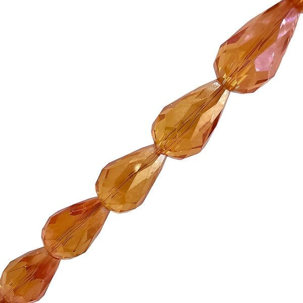 Burnt Orange AB Faceted Pear Shape Beads 10x15mm