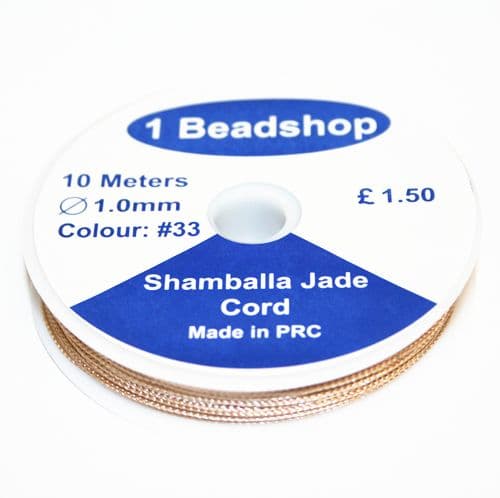Champagne 033: 10 Metres x 1.0mm Jade  Cord JSC-10-1.0-033 / S.B