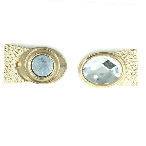 Champagne gold buckle clasp with clear stone - 34mm x 18mm - inside 15mm x 3mm