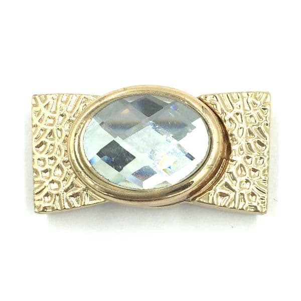 Champagne gold buckle clasp with clear stone - 34mm x 18mm - inside 15mm x 3mm