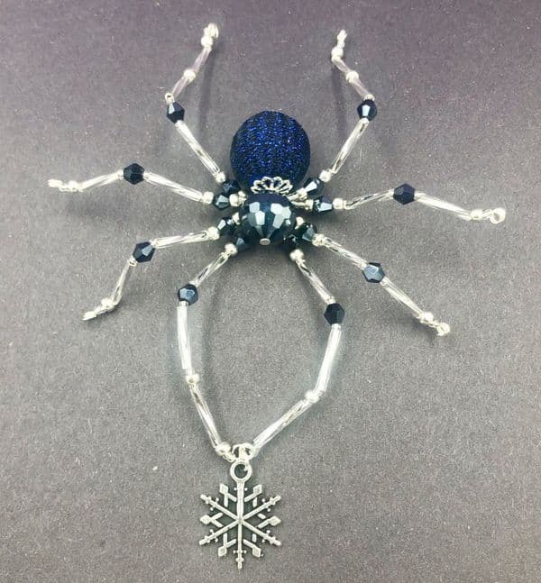 Christmas beaded spider kit -Dark blue / silver spd003