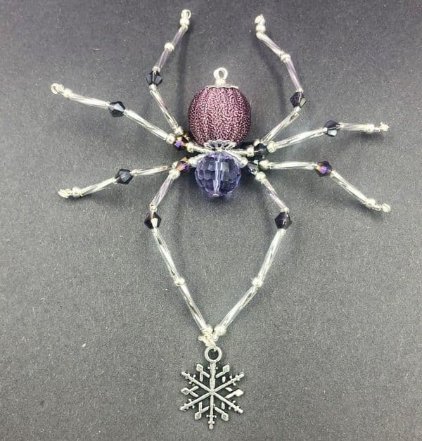 Christmas beaded spider kit -Purple / silver spd004