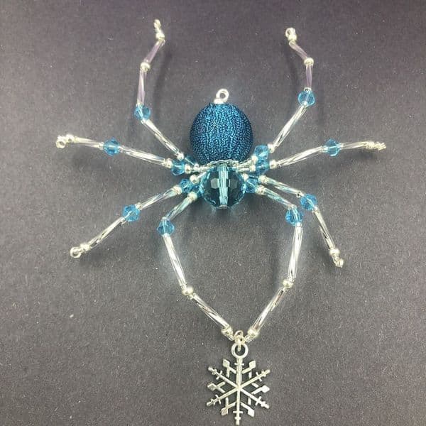 Christmas beaded spider kit -Turq / silver spd002
