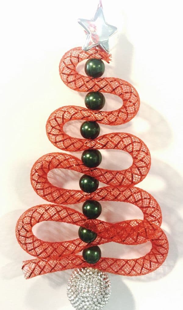 Christmas decoration kit 1 - green glass pearls with mesh  - 8 pieces