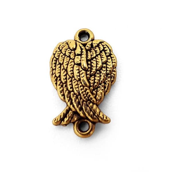 Closed Antique Gold Angel Wings 28pcs 11mm x 19mm