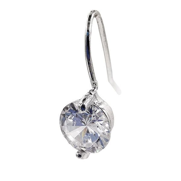 CZ Round Earring Drop Silver Plated