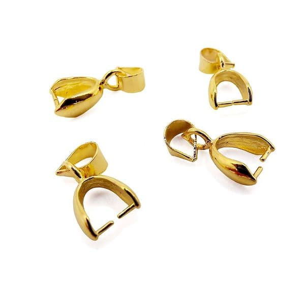 Gold Colour Plain Pinch Bail 16mm x 8pcs