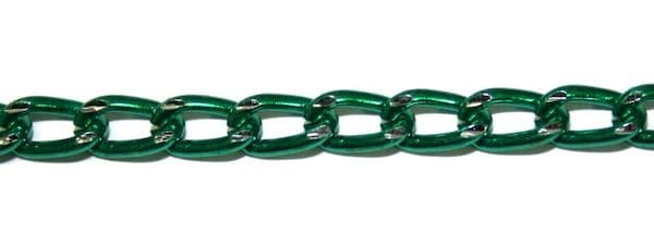 Green finished diamond cut aluminium chain  6mm X 4MM DCC103