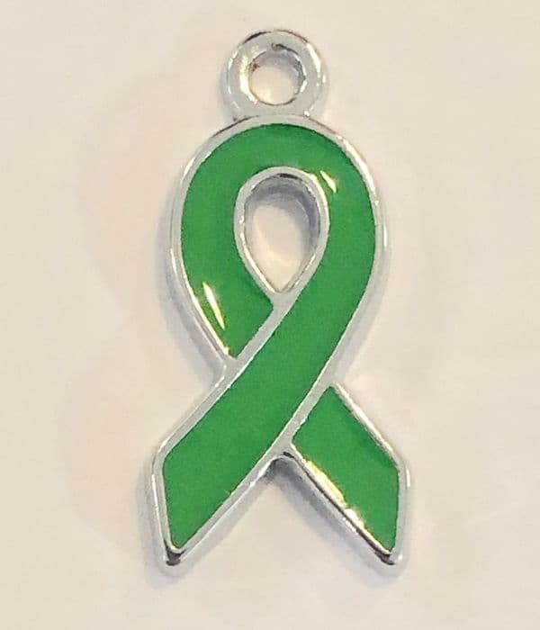 Green ribbon charms - 18mm x 9mm