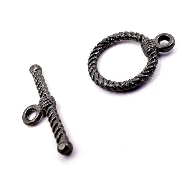 Gun Metal Ribbed Toggle Clasp 22mm x 8pcs