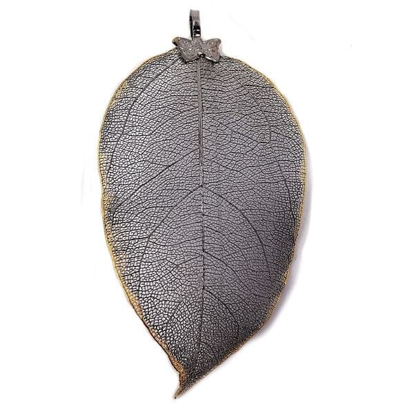 Gun Metal with Gold Outline Plated Classic Leaf