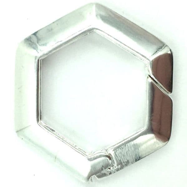 Hexagonal silver plate clasp / connector 26mm