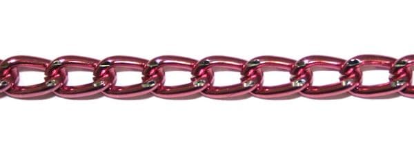 Hot pink finished diamond cut aluminium chain  6mm X 4MM DCC107